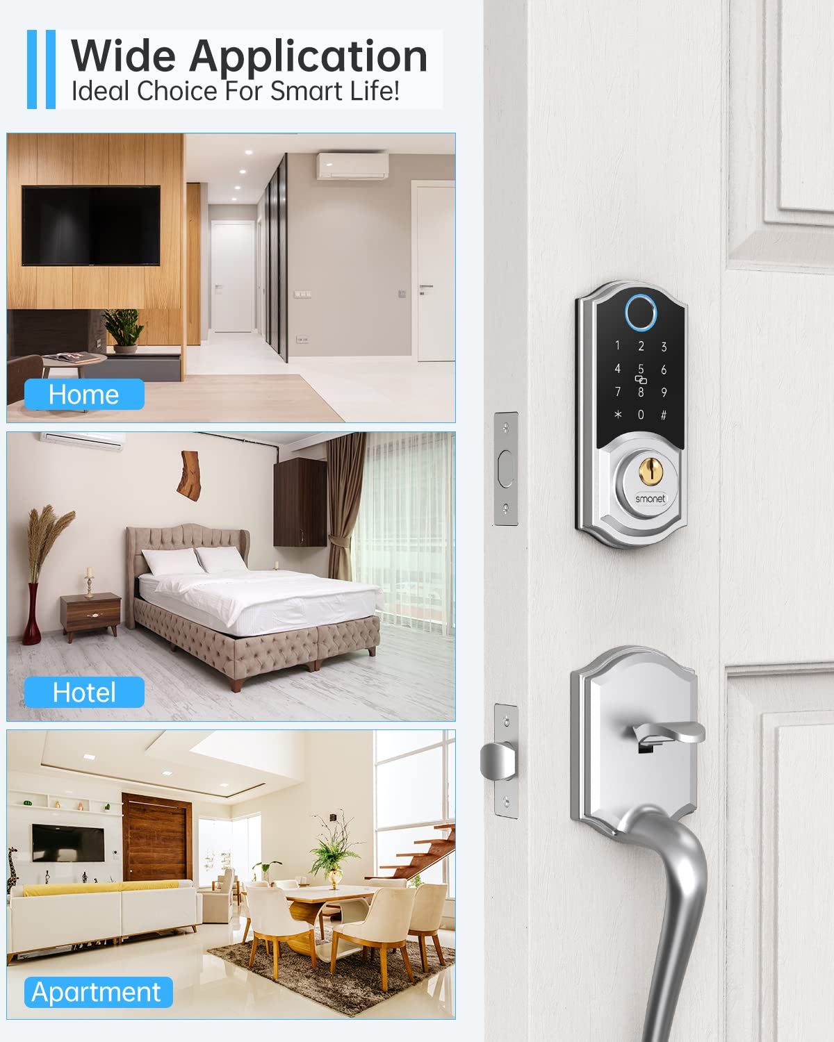 SMONET Smart Fingerprint Deadbolt Door Lock