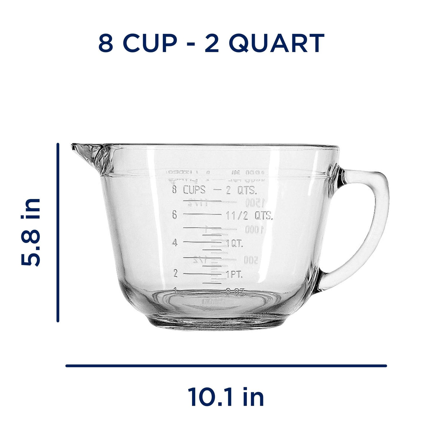 2 Quart Anchor Hocking Glass Mixing Bowl