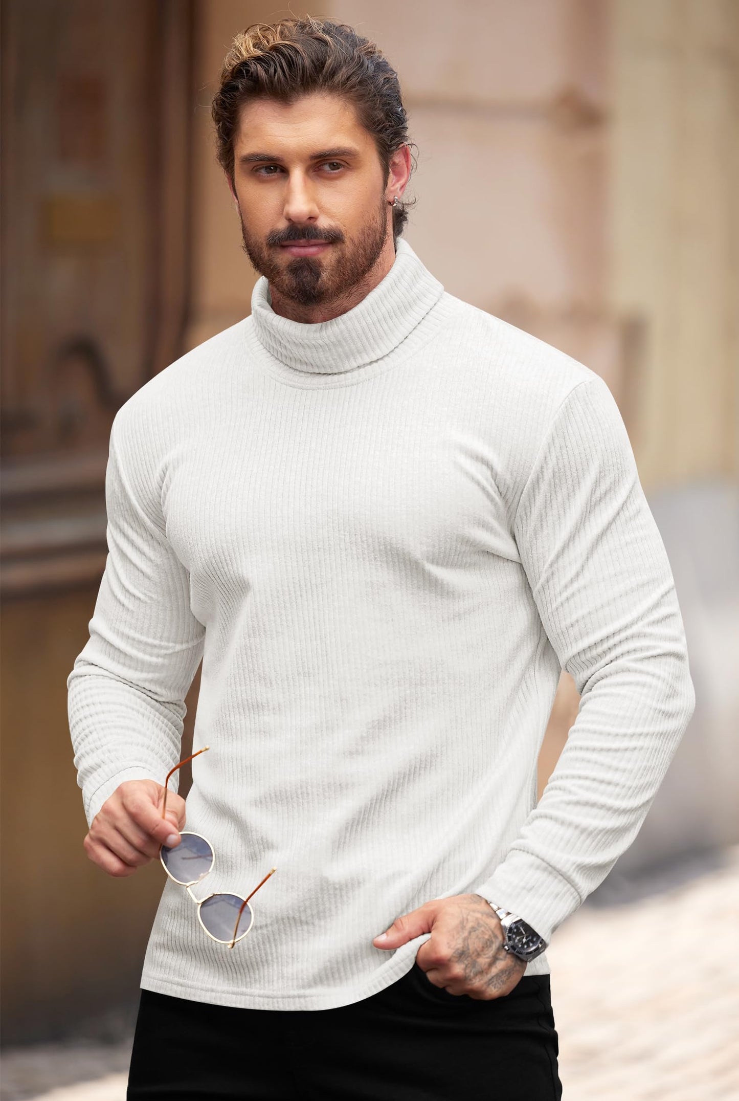 VOGSTART Mens Slim Fit Knit Sweater