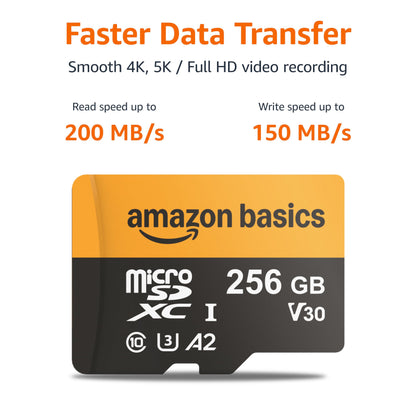Amazon Basics 256GB Micro SD Card with Adapter