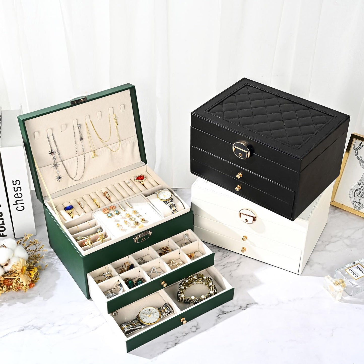 3-Layer Jewelry Organizer Storage Case by GUOER