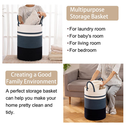SIXDOVE Laundry Basket, Laundry Hamper, Baby Nursery Hamper, Foldable Laundry Hamper with Handles, Storage Blanket Clothes Toys in Bedroom, Living Room-13.8 "L * 19.7 "H-Gradient Blue