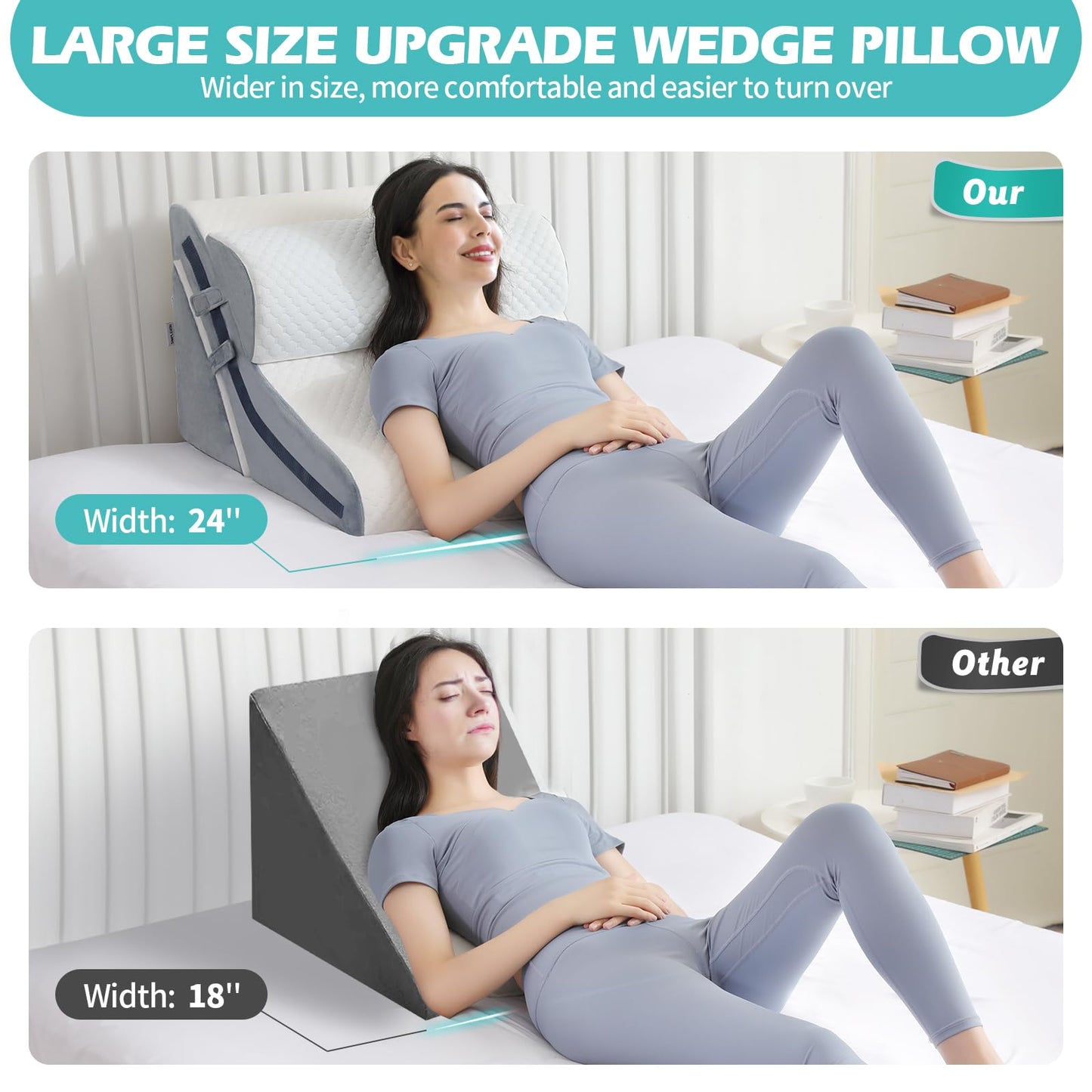 Adjustable Memory Foam Wedge Pillow for Back Pain