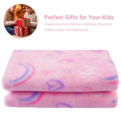 Kids Rainbow Print Plush Throw Blanket 50" x 60"