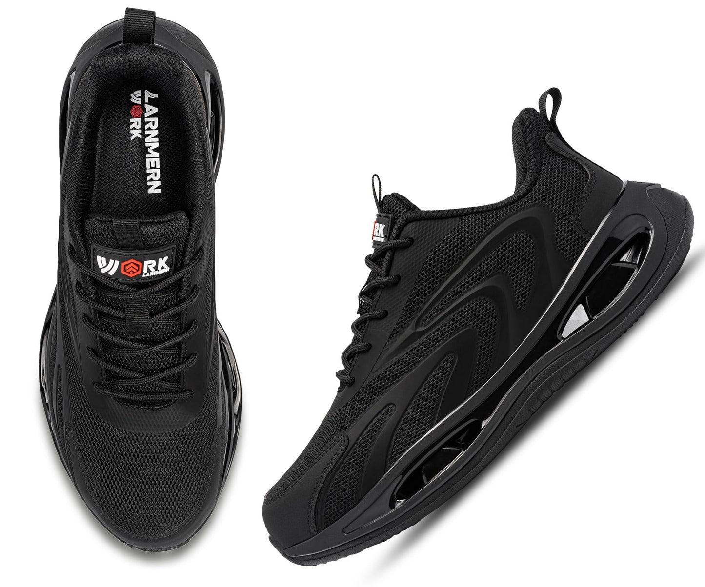 LARNMERN Steel Toe Shoes Men Breathable Work Sneakers Safety Lightweight Comfortable Tennis Shoe Indestructible Sneaker(10 Men, Black)