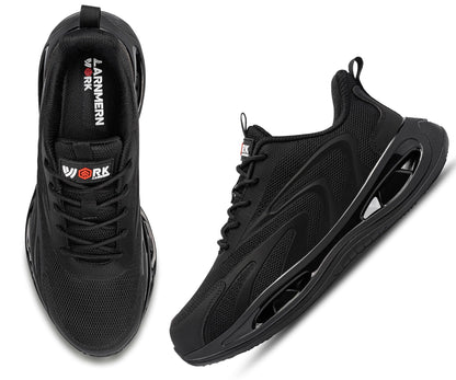 LARNMERN Steel Toe Shoes Men Breathable Work Sneakers Safety Lightweight Comfortable Tennis Shoe Indestructible Sneaker(10 Men, Black)