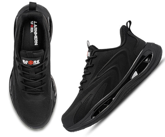 LARNMERN Steel Toe Shoes Men Breathable Work Sneakers Safety Lightweight Comfortable Tennis Shoe Indestructible Sneaker(10 Men, Black)