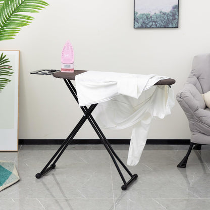 ALIMORDEN Space Saver Ironing Board 36" X 12" with Smart Hanger Adjustable Height 23.8"-30.7" Easy Storage, Padded Top Lightweight for Home Laundry Room Use Brown