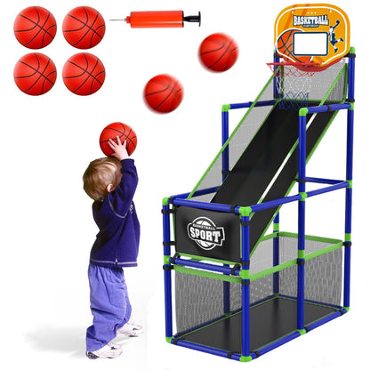 EagleStone Toddler Arcade Basketball Hoop Game Indoor, Ajustable Height Indoor Basketball Hoop with Storage Design for Kids,Perfect Sports & Outdoor Play Toys for Kids Age 3-4 5-4 4-8