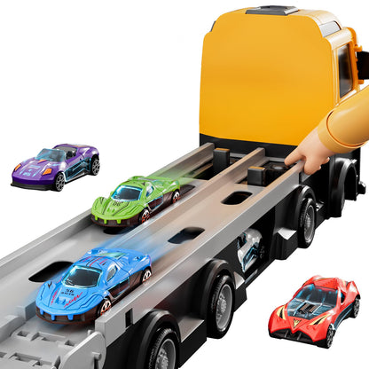 Transport Truck with 24 Die-Cast Cars for Kids