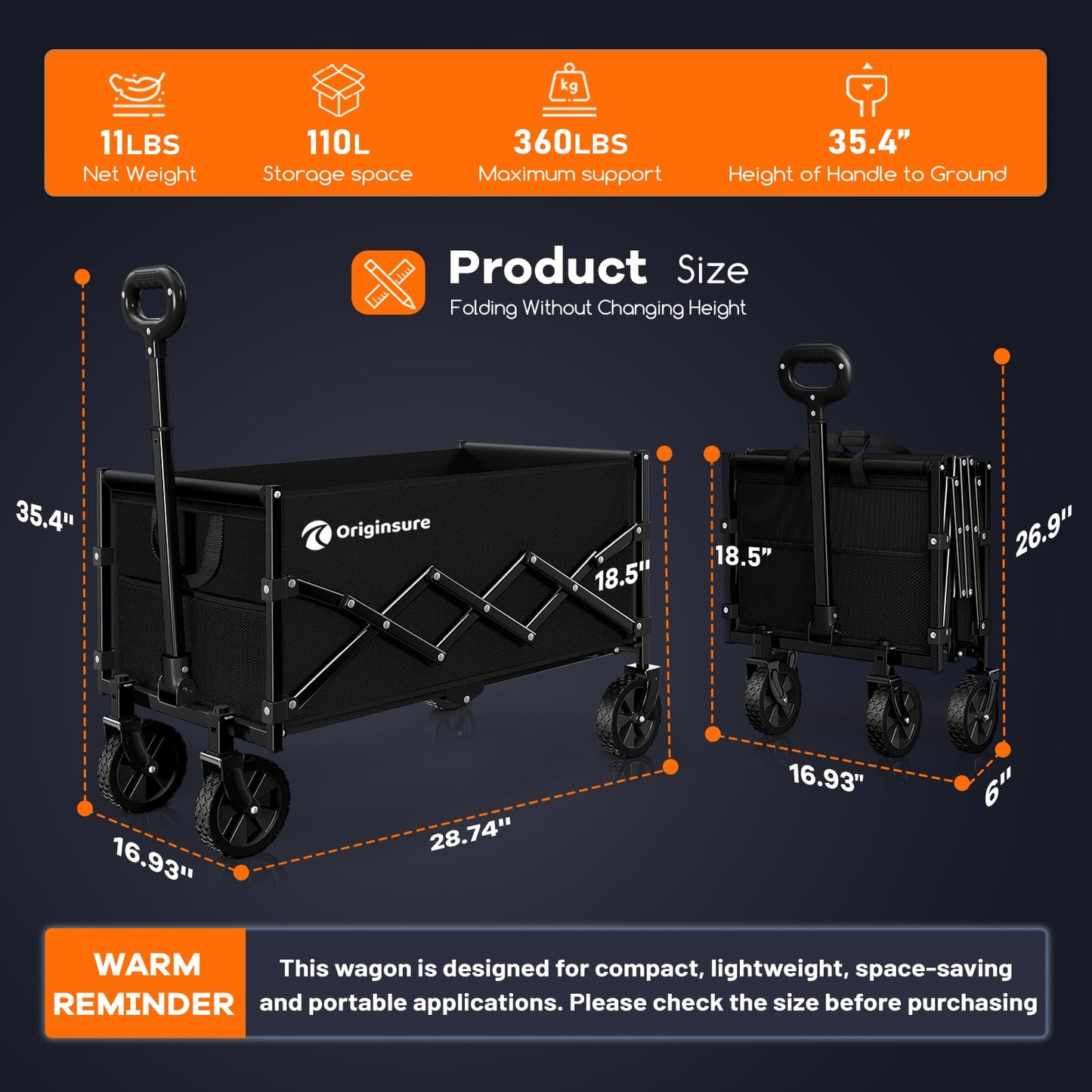 Collapsible Folding Wagon Cart for Outdoor Use