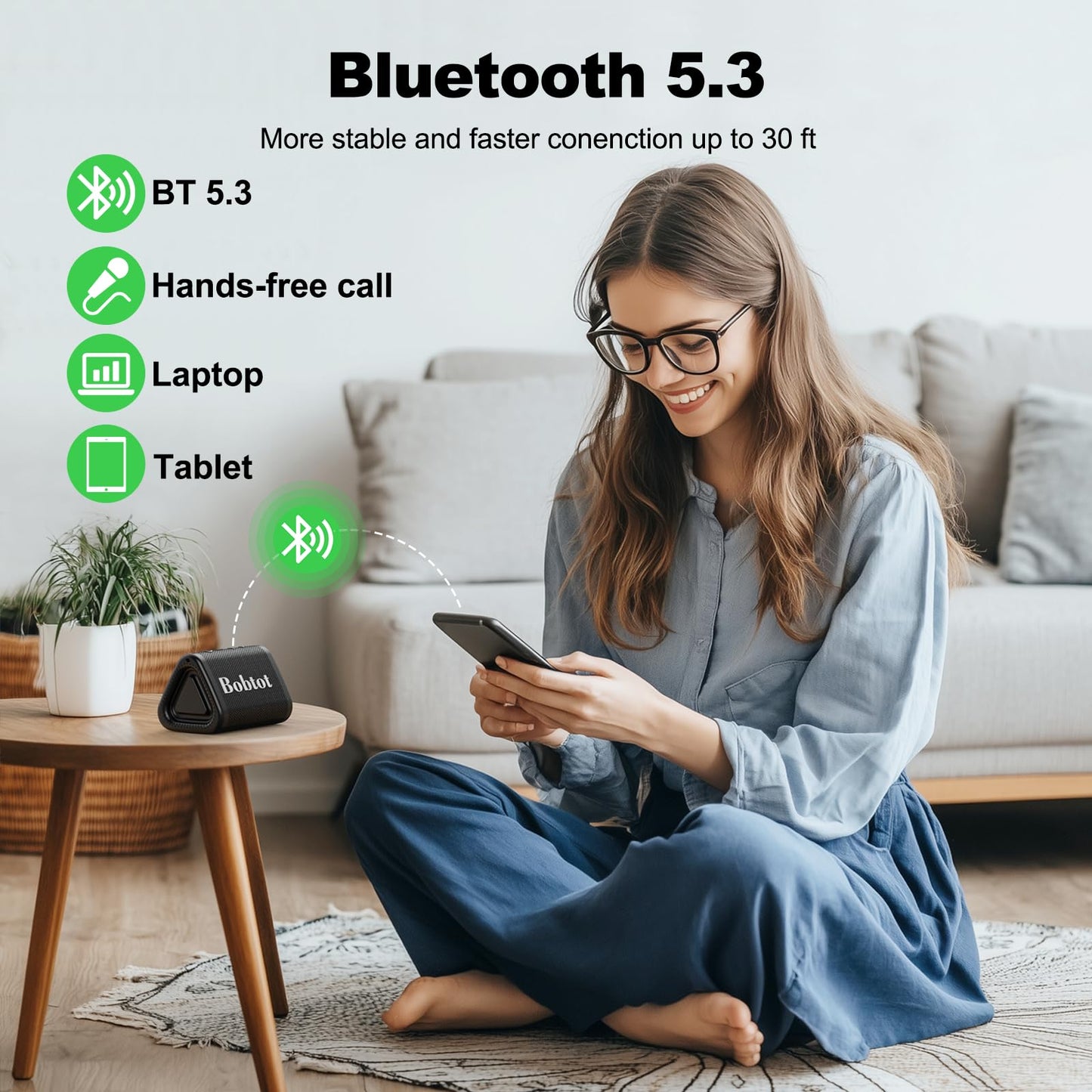 Portable Bluetooth Speaker with 15H Playtime