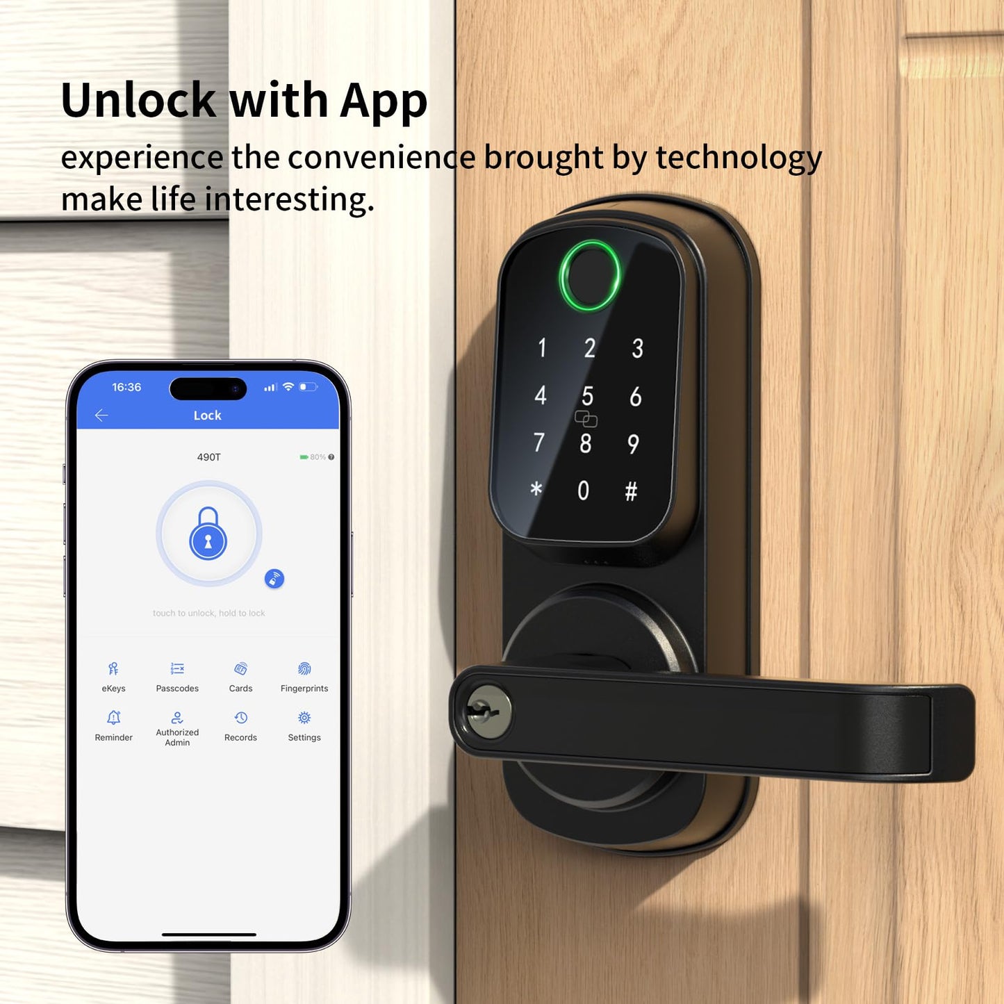 Smart Keyless Door Lock with Fingerprint & APP