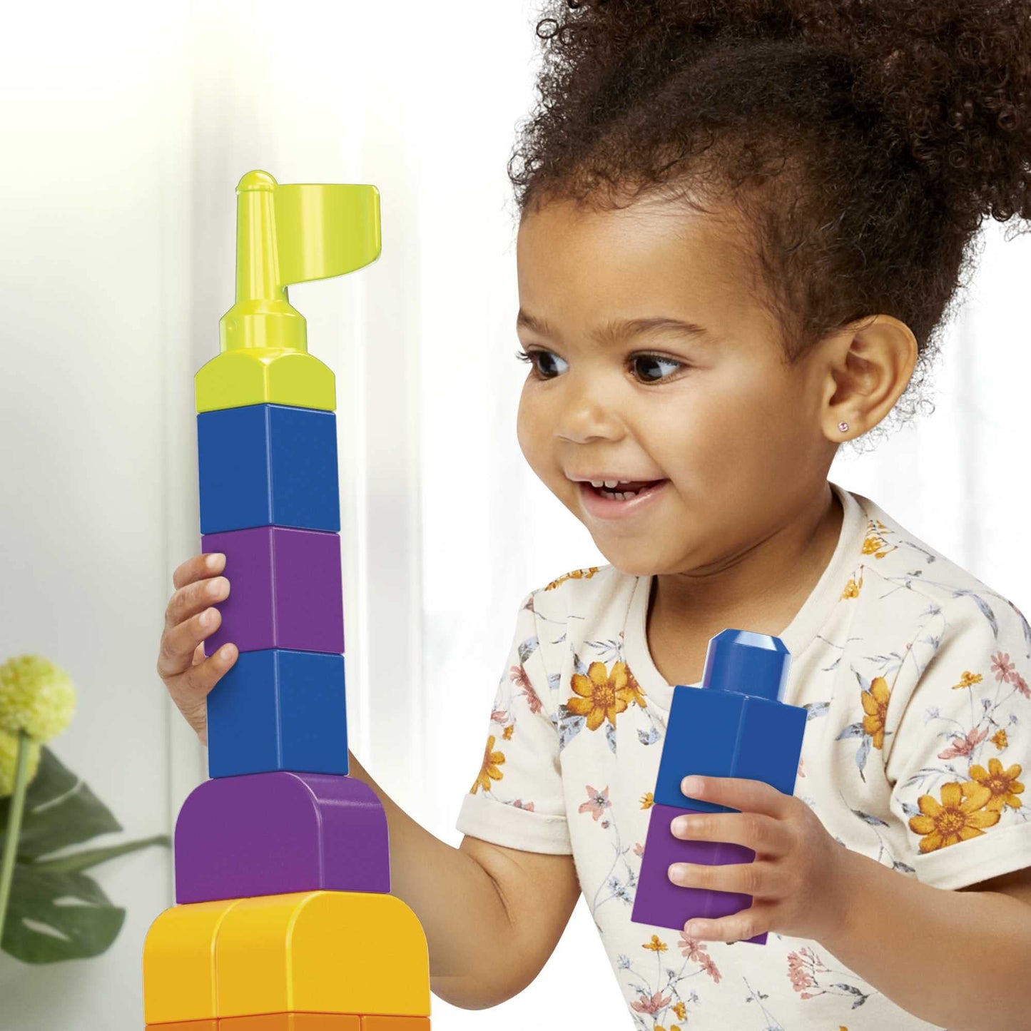 MEGA BLOKS First Builders Toddler Blocks Toys Set, Even Bigger Building Bag with 300 Pieces and Storage, Blue, Ages 1+ Years