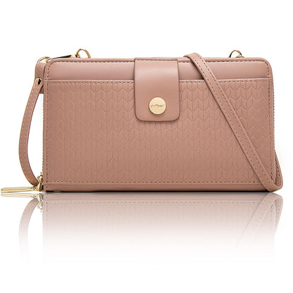 PRETTYZYS Wallet Women Rfid Crossbody Bag Handbag - Handmade Blocking Wristlet Clutch Zipper for Ladies Teenage Girls – Cell Phone with Coins Credit Cards Cash Pockets, Pink