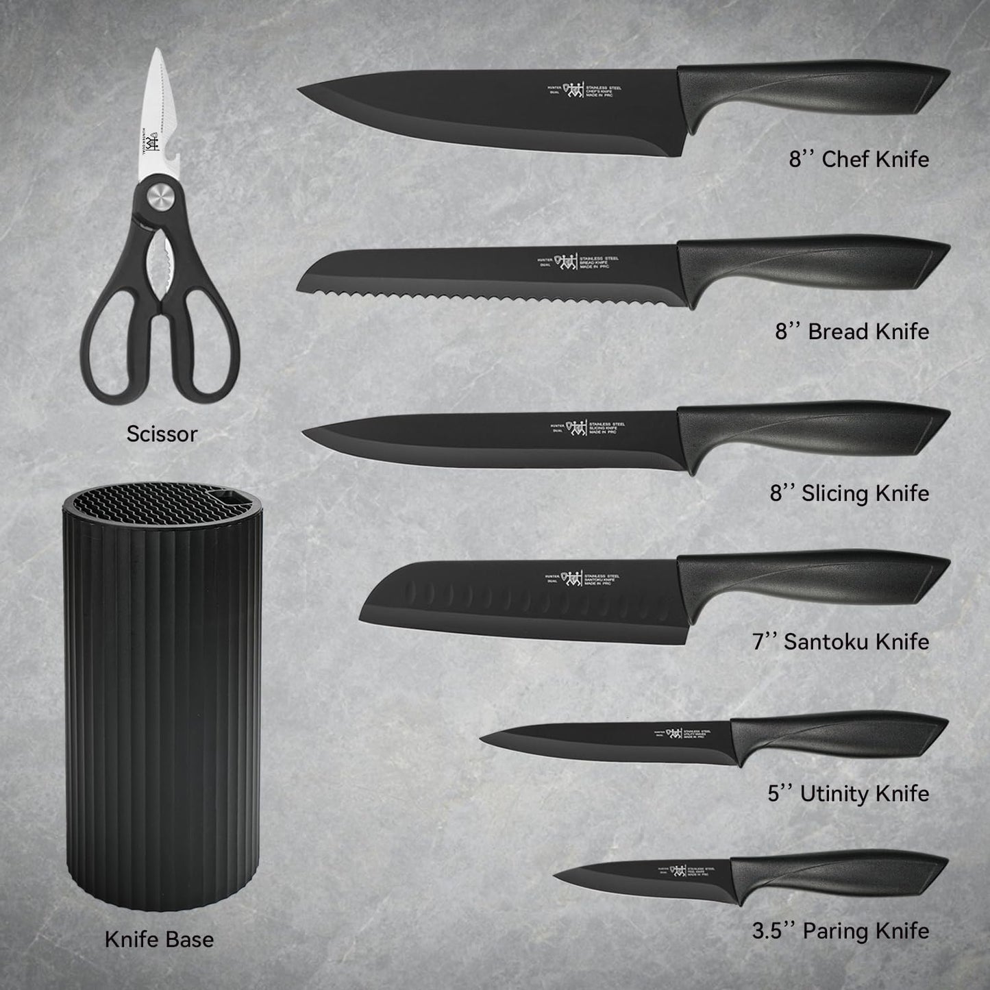 8-Piece Kitchen Knife Set with Universal Block
