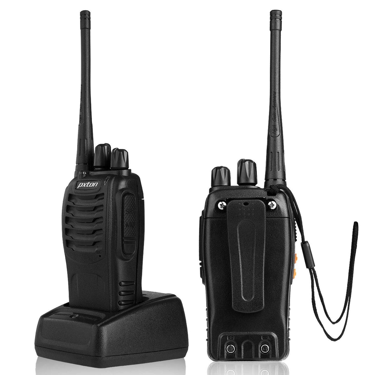 2 Pack pxton Rechargeable Walkie Talkies with Earpieces