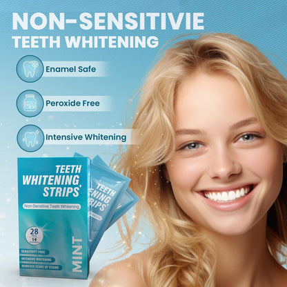 Teeth Whitening Strips for Sensitive Teeth - 28 Strips Enamel Safe Non-Slip Dry Strip Technology for Whiter Teeth, 30 Minutes Fast Results, Non-Sensitive, 14 Treatments, Mint