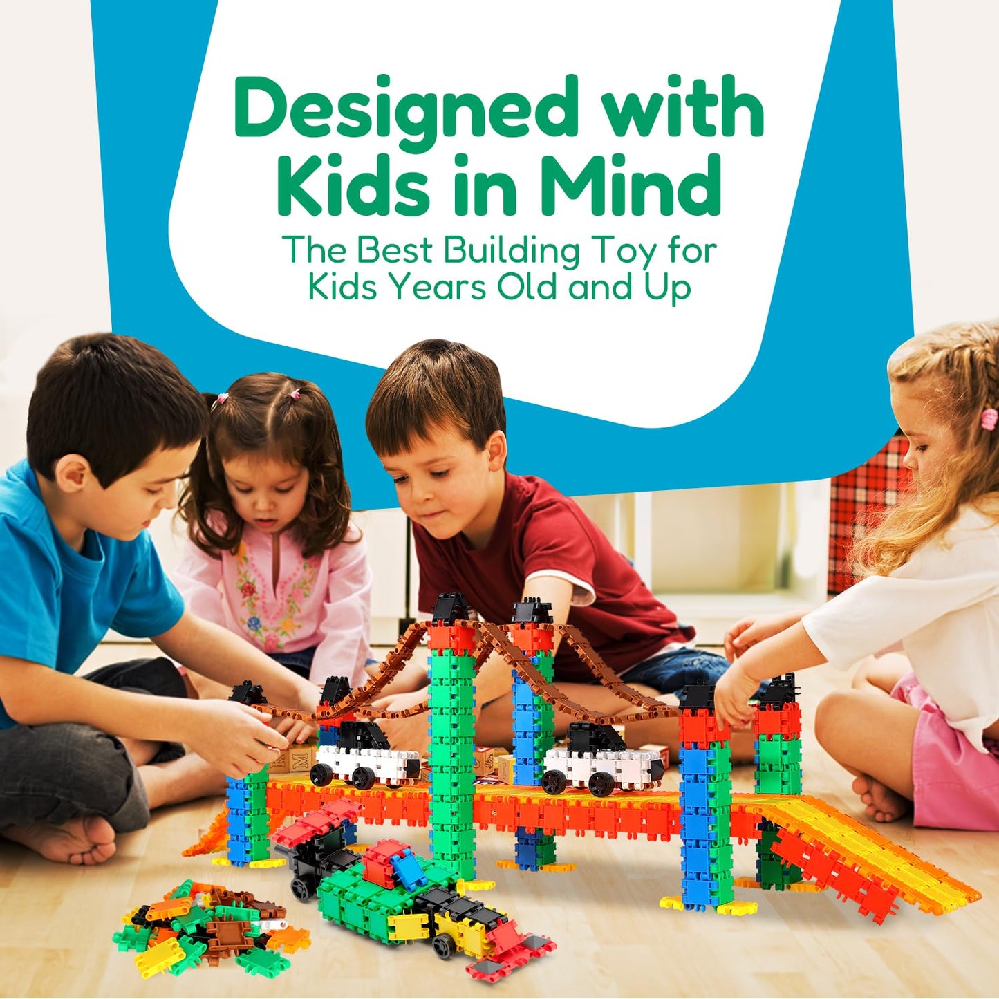 BEBLOX 250-Piece Building Blocks Set for Kids