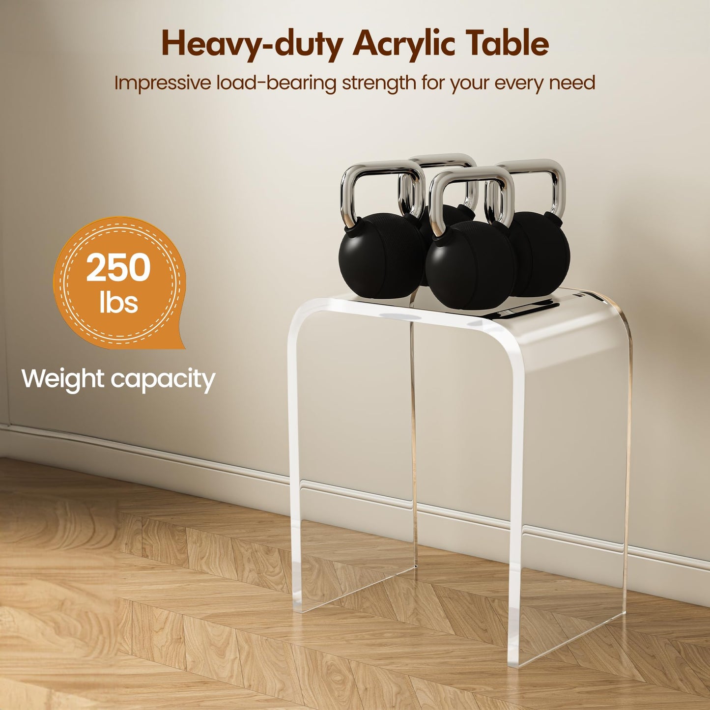 Clear Acrylic End Table with Waterfall Edges