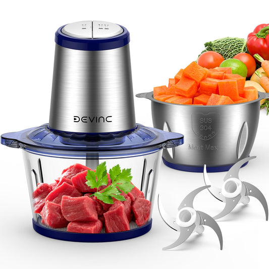 DEVINC Electric Food Processor with 2 Bowls