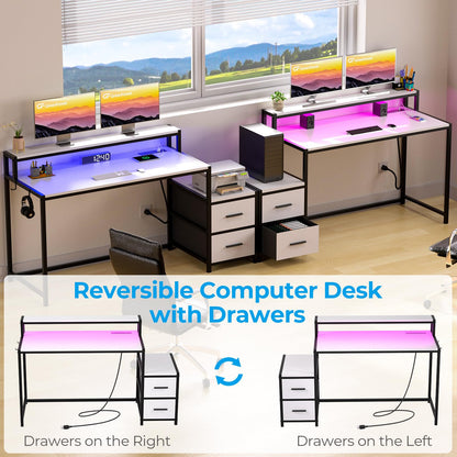39.4 Inch Computer Desk with LED Light