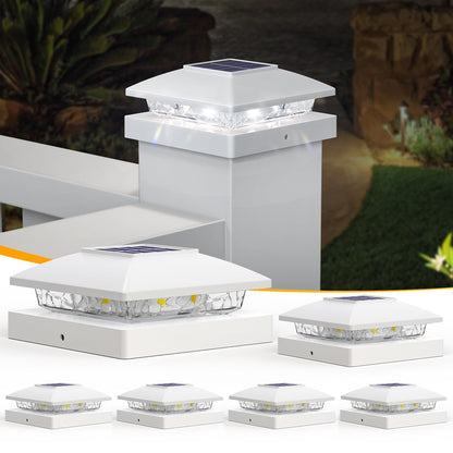 Solar Post Cap Lights, Waterproof LED, 6 Pack