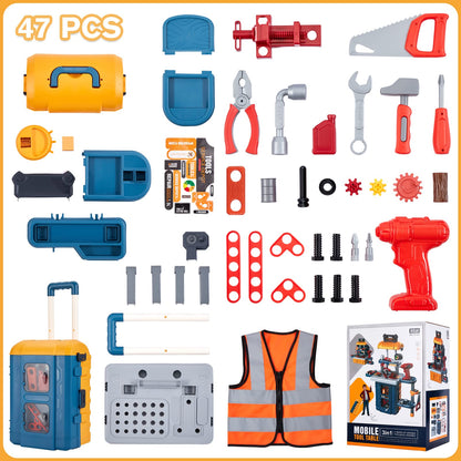 GEIYATOI Kids Toy Tool Bench Set, Toddler Workbench with Electric Drill and Realistic Tools Toy for 3 4 5 6 Years Old Boys Girls, Construction Workshop Gifts for Christmas Birthday Party New Year