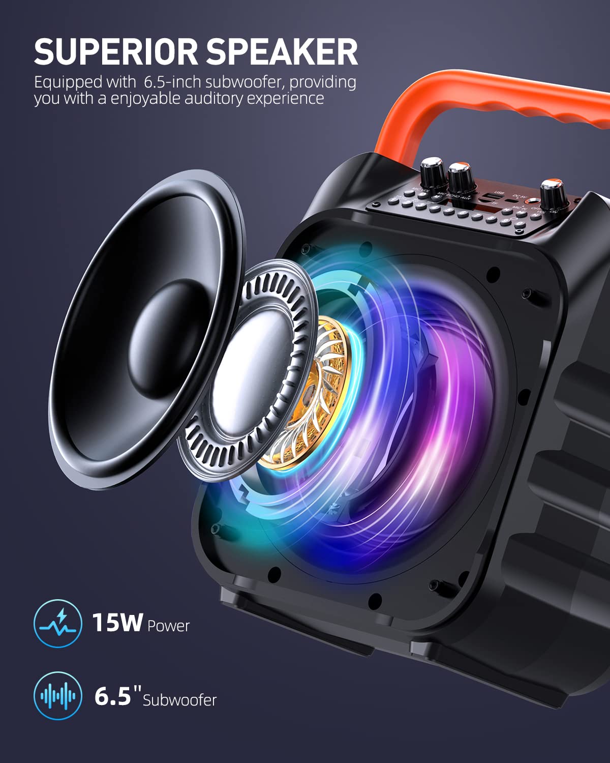 Portable Karaoke Machine with 2 Wireless Microphones