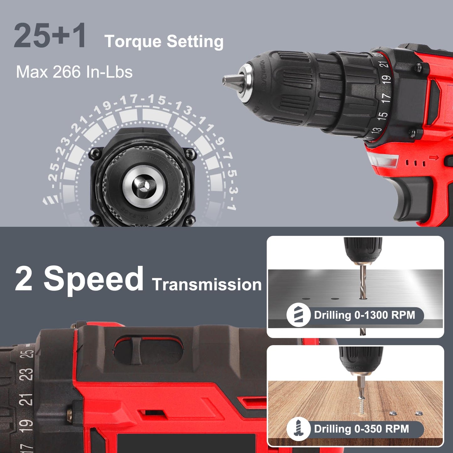 COMOWARE 171PCS Tool Kit with Cordless Drill