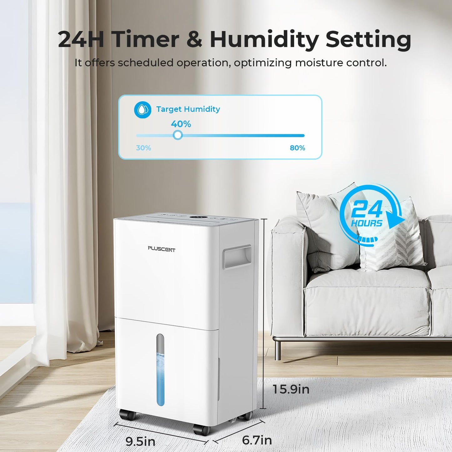 21 Pints PLUSCENT Dehumidifier for Home & Basement