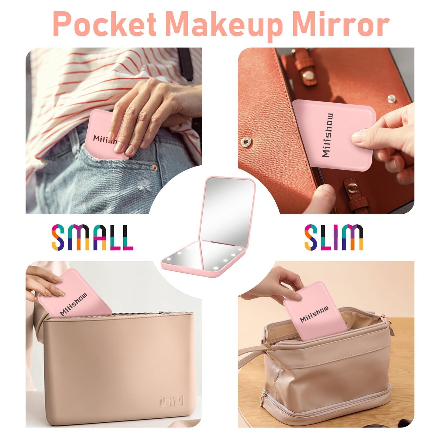 Milishow LED Compact Makeup Mirror for Travel