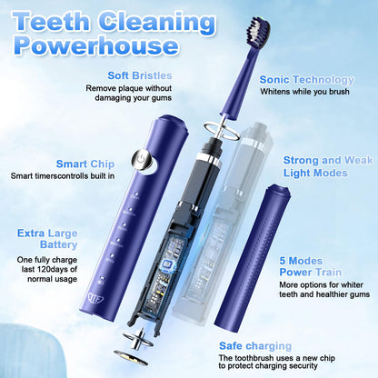 Electric Toothbrush with 6 Brush Heads & Timer