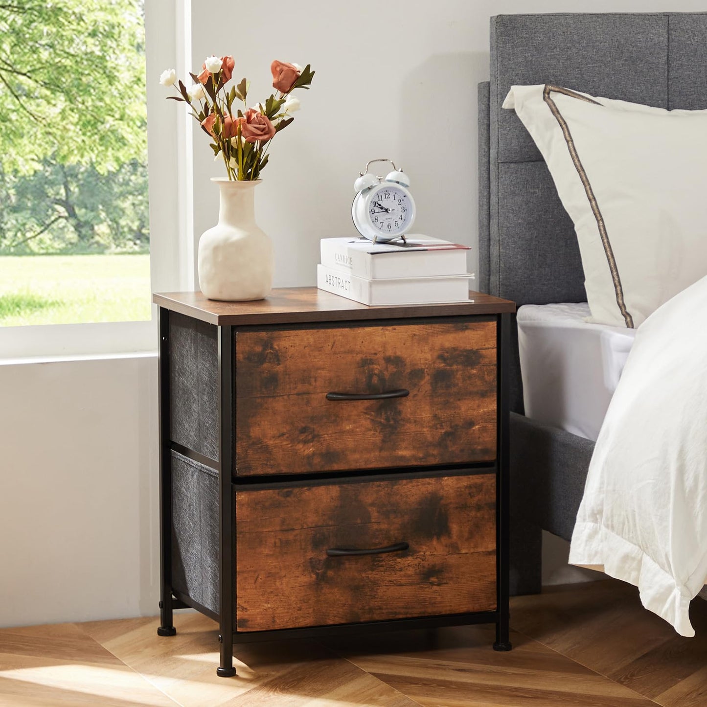 Sweetcrispy Nightstand Set of 2 with 2 Storage Drawers