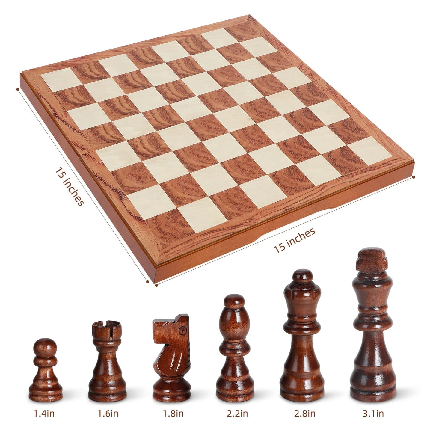 FanVince Wooden Chess Set with Storage Bags