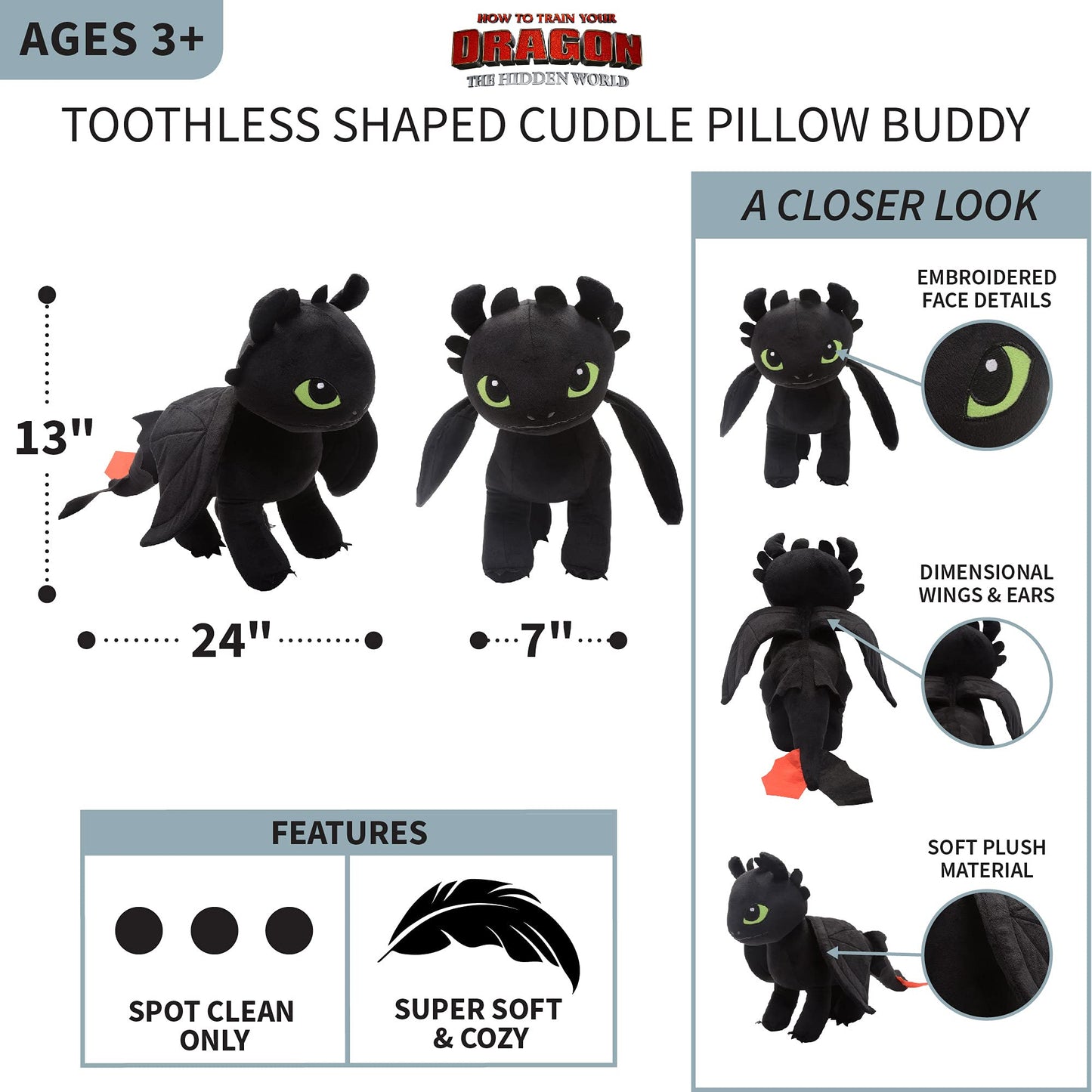 Franco Toothless Plush Cuddle Pillow Buddy