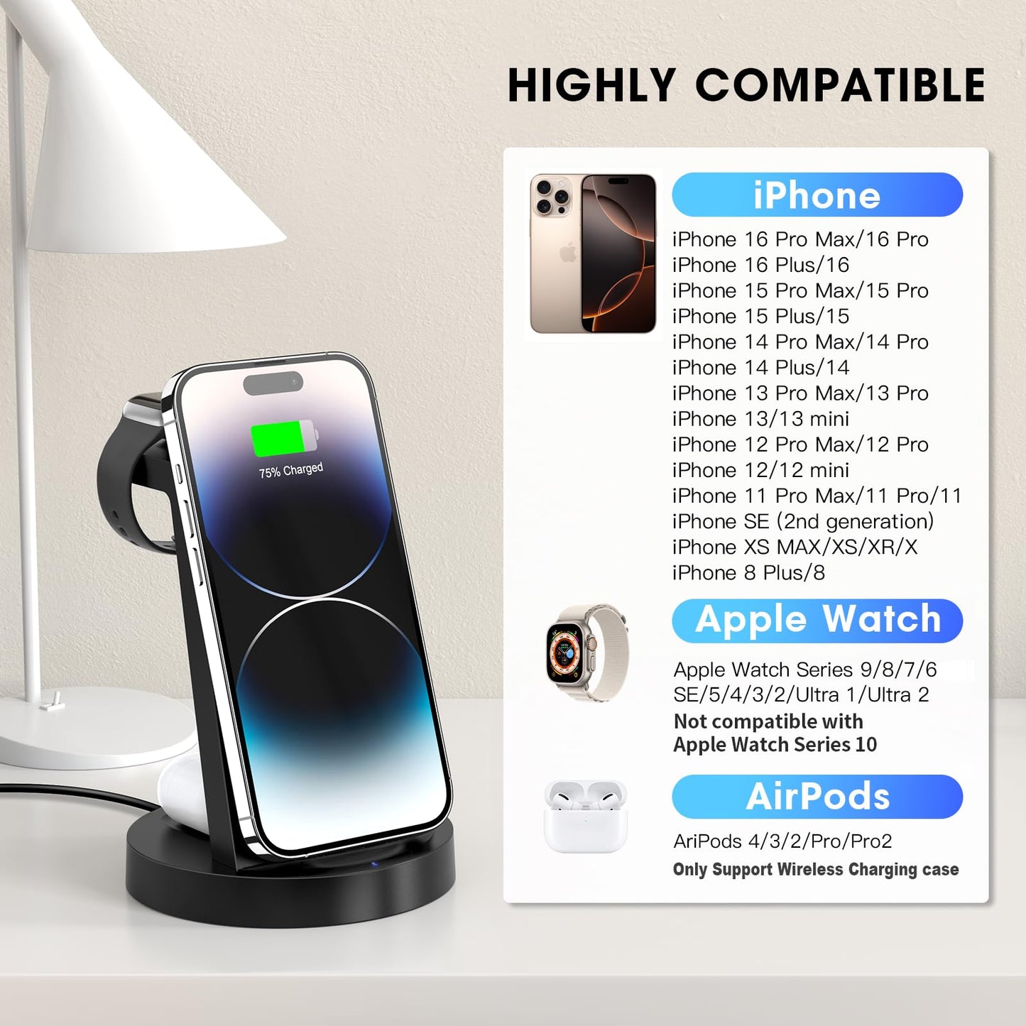 3-in-1 Wireless Charging Station for iPhone & AirPods