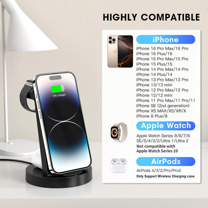 3-in-1 Wireless Charging Station for iPhone & AirPods