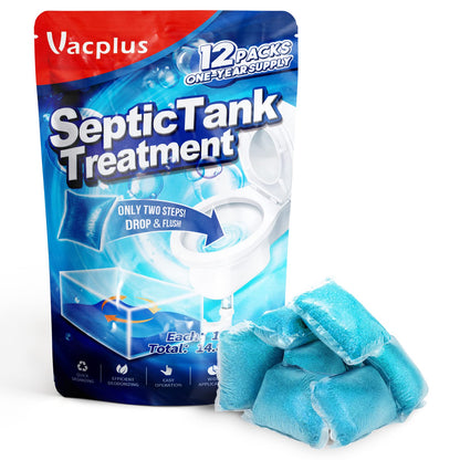 Vacplus 12 Dissolvable Septic Tank Treatment Packs