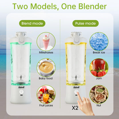 Portable Blender, Personal Size Blenders for Shakes and Smoothies, 20 Oz Mini Smoothies Blender, Kitchen USB Rechargeable Blender Cups with Travel Lid For Kitchen/Gym/Travel/Office, BPA-Free, White