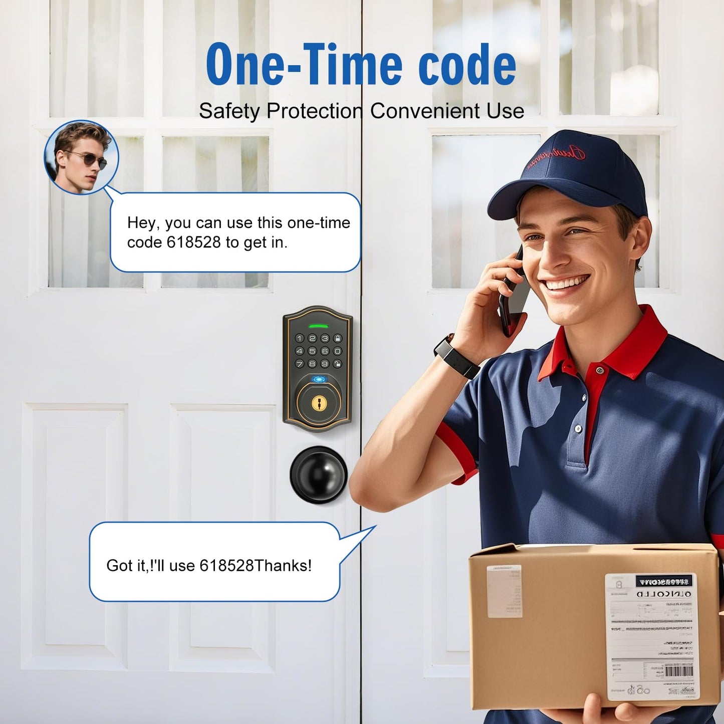 Fingerprint Smart Locks for Front Door with Handle Set,Smart Locks for Front Door,Keyless Entry Keypad Deadbolt, App Control,with 2 Knob,Anti-Peek Password,Easy Install,Auto Lock,Satin Nickel