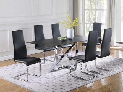 COASTER Wexford Upholstered Dining Chairs Black and Chrome (Set of 4)