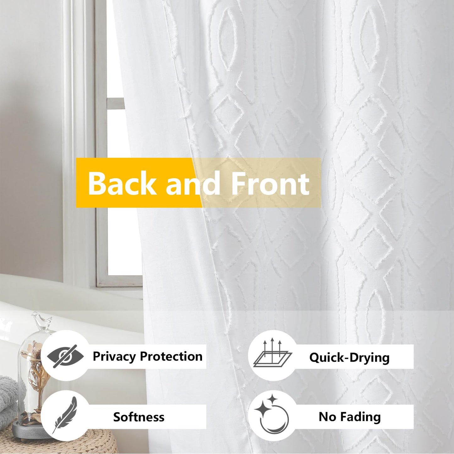 Geometric Boho Fabric Shower Curtain Set 72x72
