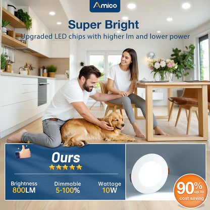 Amico 24 Pack Dimmable LED Recessed Lights