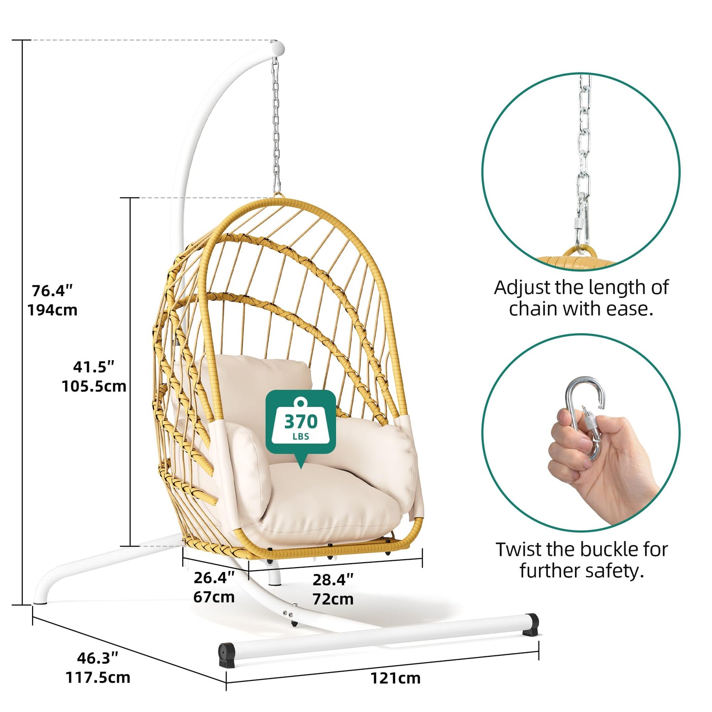 Hanging Egg Chair with Stand by YITAHOME