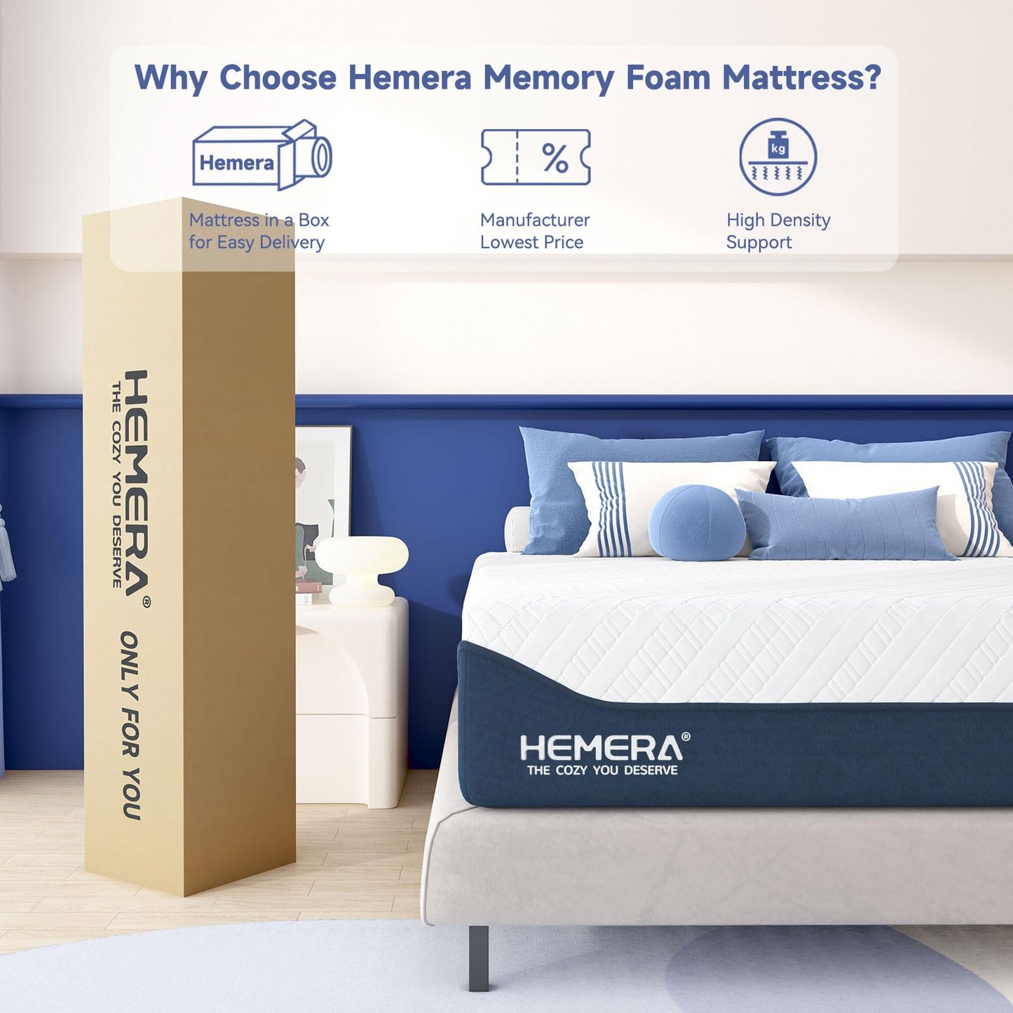 HEMERA 12" Green Tea Gel Memory Foam Mattress