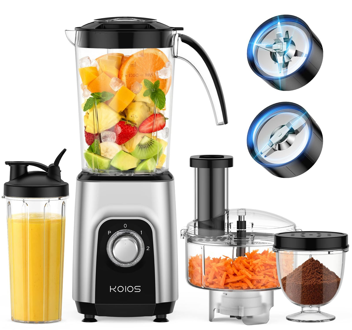 KOIOS 1000W 4-in-1 Blender Food Processor Combo