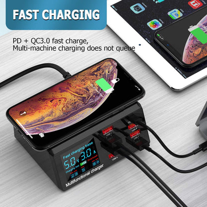 Charging Station for Multiple Devices, 100w 6-Ports Include 5USB+1QC3.0 Ports Fast Charging Station for Apple, Fit for Other Mobile Phones Brands