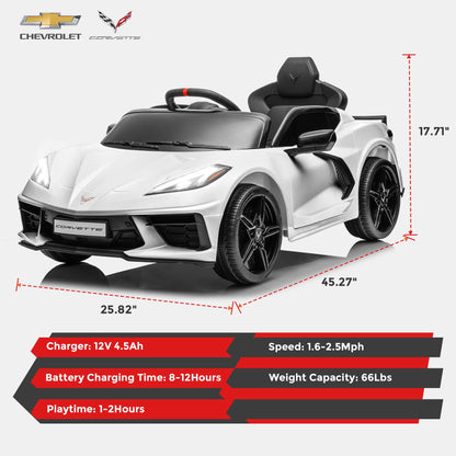 FUNTOK Corvette C8 Kids Electric Car with Remote