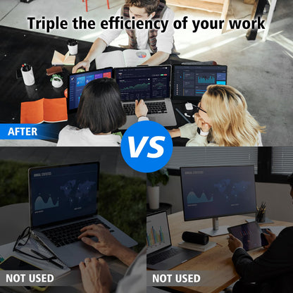 Laptop Screen Extender Triple Monitor - 14" Portable Monitor FHD 1080P Tri-screen Attachment Extended for Laptop Extra Screen Compatible with Windows Mac Dex Chrome Travel Work Fits 13-17" Laptops